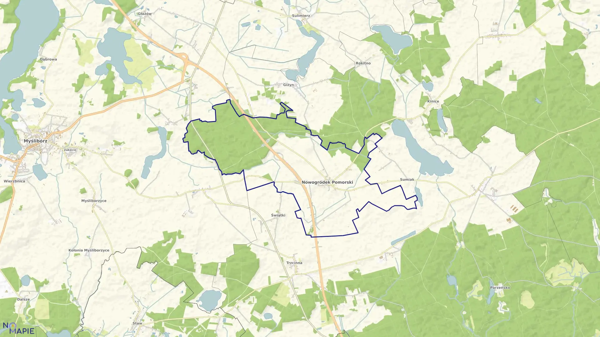 Mapa obrębu NOWOGRÓDEK POMORSKI w gminie Nowogródek Pomorski